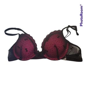 LA SENZA Purple Bow Lace Push Up Bra - Size XS, 32A